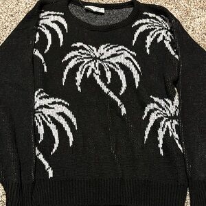 VTG Glamour Knit SZ SM Palm Tress Black Made in USA
